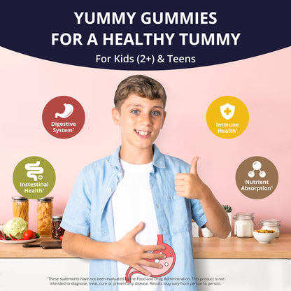 NuBest Daily Probiotic Gummies for Kids & Teens with 5 Billion CFUs | Supports Immune, Gut, and Digestive Health | No Added Sugar | Yummy Strawberry
