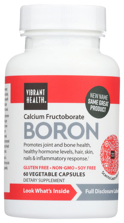 Vibrant Health - Super Natural Boron, Support for Healthy Joints, Hormone Levels, and Connective Tissue with Calcium Fructoborate and Broccoli Powder, Gluten Free, Vegetarian, Non-GMO, 60 Count Vibrant HealthBuy Supplements Australia