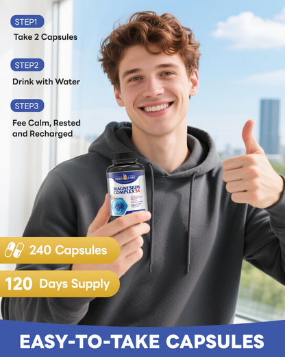 820mg Magnesium Complex 240 Veggie Capsules,for Women & Men with Magnesium Glycinate,Citrate, Malate,Taurate & L-Threonate for Sleep, Mood, Muscle Relaxation & Nerve Function Vegan Friendly, Non-GMO FreeCare buy supplements Au