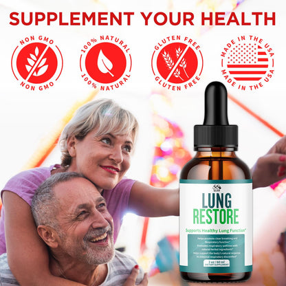 (2 Pack) Lung Restore Drops, Official LungRestore Liquid Supplement Drops with All Natural Ingredients, Lung Restore Advanced Lungs Wellness Support with Premium Vitamins for Women & Men (60 Servings) MJOBuy Supplements Australia