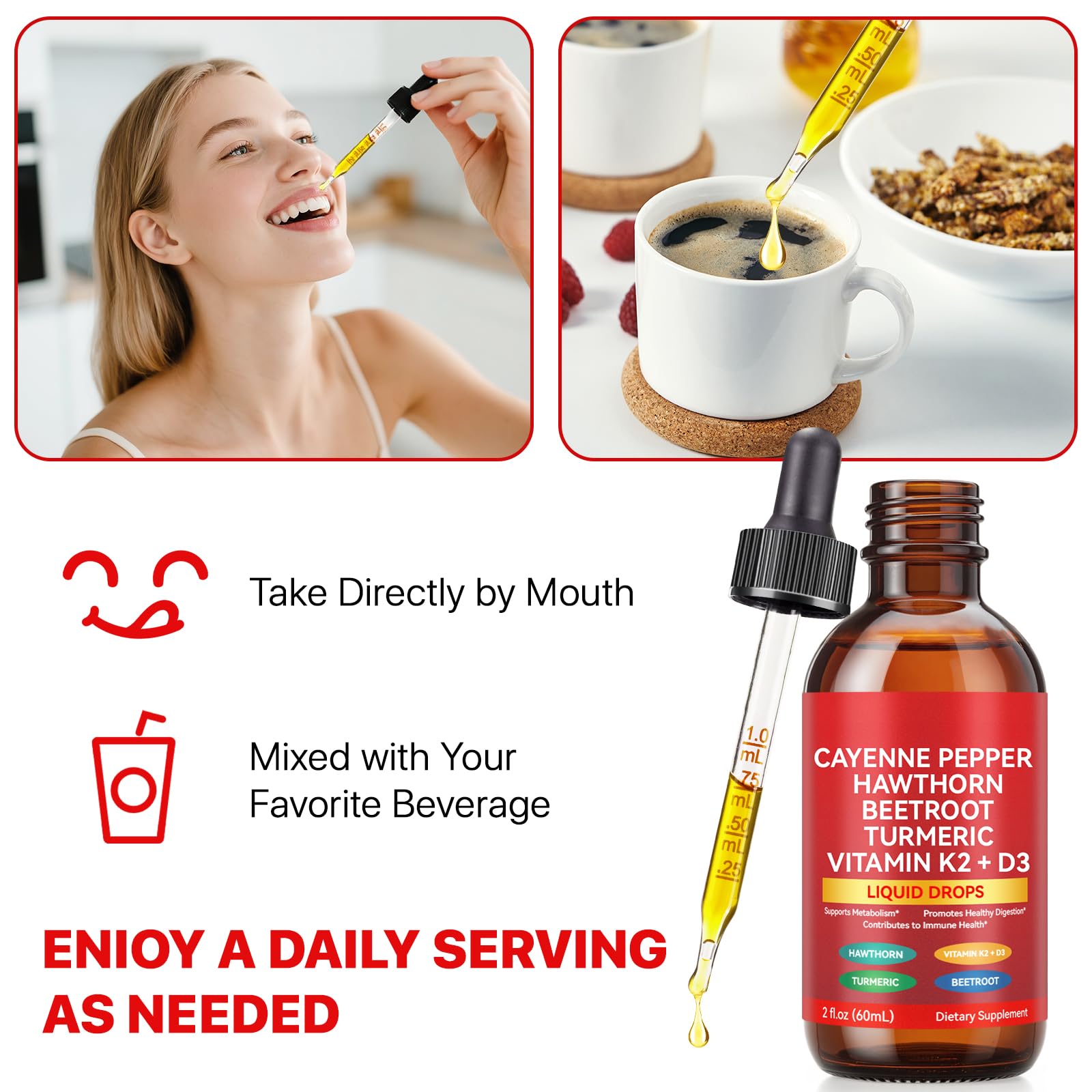 Cayenne Pepper Drops, Cayenne Pepper Extract with Herbal Blend - Includes Hawthorn, Beet Root & Turmeric (1Pack) WHLH & WELL-BEING buy supplements Au