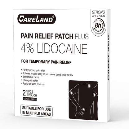 CARELAND 4% Lidocaine Patches Maximum Strength, 21 Count (10cm x 14cm) - OTC Pain Relief Patches with Stronger Adhesion for Back, Shoulder, Knee, Large Size CARELANDBuy Supplements Australia