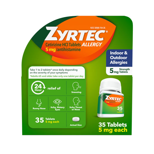 Zyrtec 24 Hour Allergy Relief Tablets, Indoor & Outdoor Allergy Medicine for Adults with 5 mg Cetirizine Hydrochloride, Relief of Runny Nose, Sneezing, Itchy Eyes, Plus Dust, Mold & Pet Dander, 35 ct Zyrtec buy supplements Au