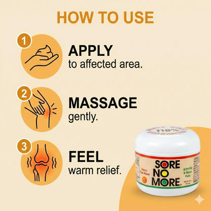 Sore No More Warm Arthritis Pain Relief Cream – Targeted Reliever for Back, Neck, Hands & Feet – Soothing & Fast-Acting Formula for Aches and Pains – Non-Greasy with Orange Aroma – 4 oz Sore No MoreBuy Supplements Australia
