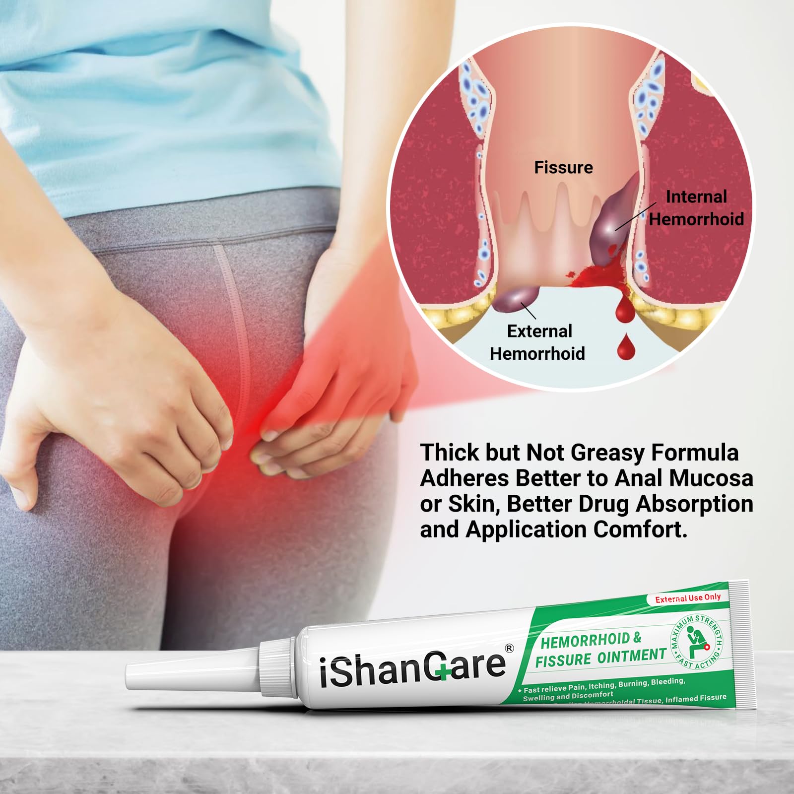 Hemorrhoid Cream, Hemorrhoid & Fissure Treatment Ointment Extra Strength, Relief Anal Pain, Itching, Bleeding, Swelling, Discomfort, Natural Herbs Fast Acting Ingredients, Contains Vitamin E ishancareBuy Supplements Australia
