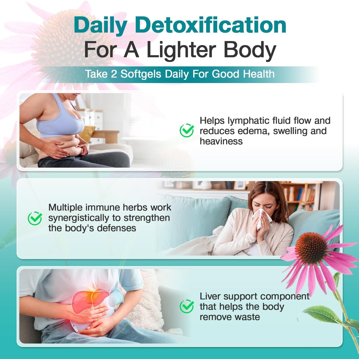 Lymphatic Drainage Supplements - Lymphatic System Support, Fluid Balance, Immune Support - Natural Lymphatic Cleanse & Detox Capsules with Dandelion, Echinacea, Burdock & More, 90 Capsules LUCKCHAN buy supplements Au