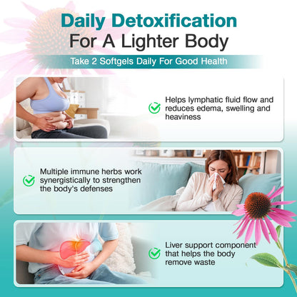 Lymphatic Drainage Supplements - Lymphatic System Support, Fluid Balance, Immune Support - Natural Lymphatic Cleanse & Detox Capsules with Dandelion, Echinacea, Burdock & More, 90 Capsules LUCKCHAN buy supplements Au