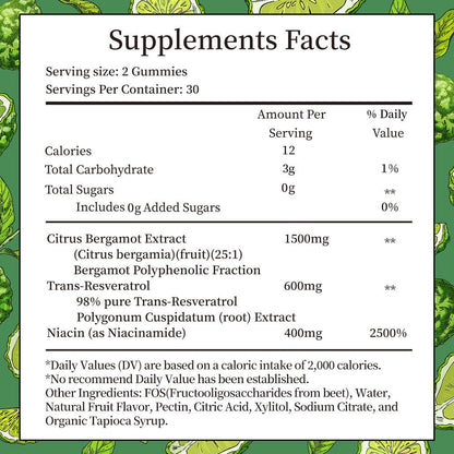 IIEltruiom Citrus Bergamot 1500mg, Citrus Bergamot Gummies for Healthy Cholesterol, Bergamot Supplements 25:1 Extract from Italy Bergamot,