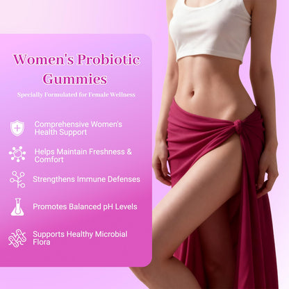 Le Tian Xian Her Juicy Feminine Probiotics Gummies for Women with Slippery Elm, Prebiotics & Lactobacillus - for pH Balance & Digestive Health, Tropical Pineapple Flavor, 60 Count Le Tian Xian buy supplements Au