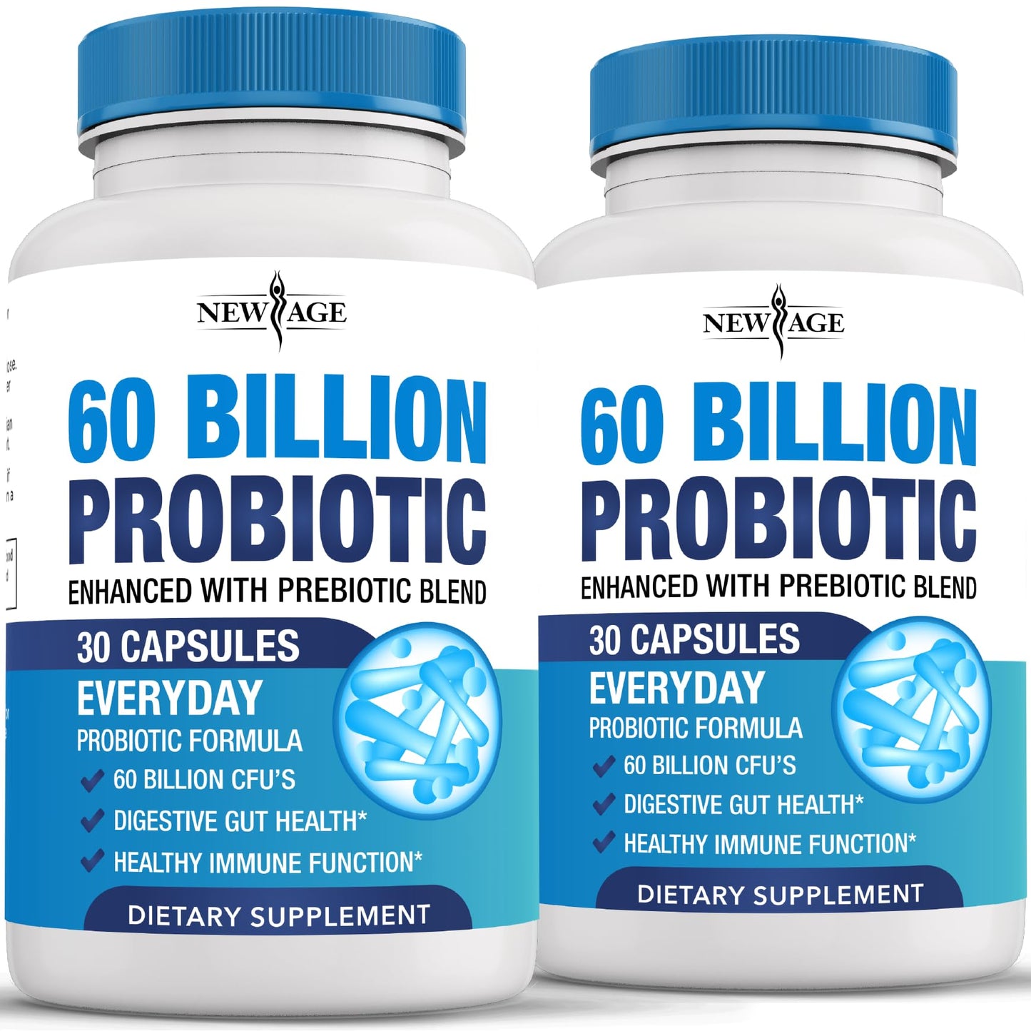 Probiotics 60 Billion CFU with Prebiotic Formula - Probiotics for Women and Men and Adults, 100% Natural Digestive Enzymes,