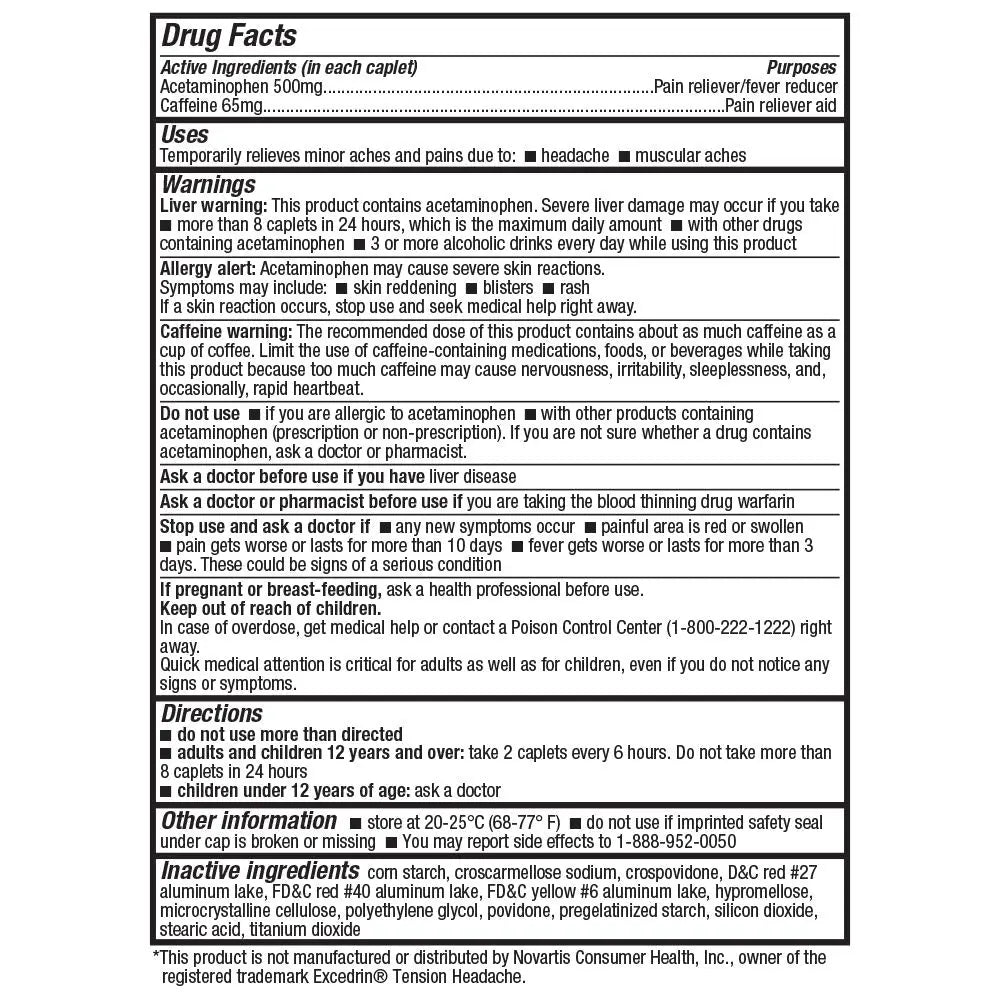 HealthA2Z® Tension Headache Relief | Acetaminophen 500mg | Caffeine 65mg | Pain Reliever Aid | Aspirin Free (200 caplets (Pack of 1)) HealthA2ZBuy Supplements Australia