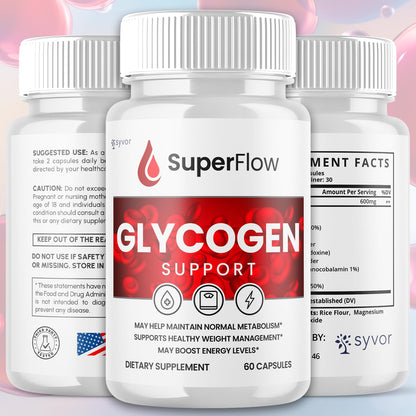 Super Flow Glycogen Support, Official SuperFlow Advanced Formula Glyco Optimizer Capsules, All Natural Super Flow Glycogen Pills, Daily Wellness Supplement to Support Healthy Balance (60 Capsules) Syvor buy supplements Au