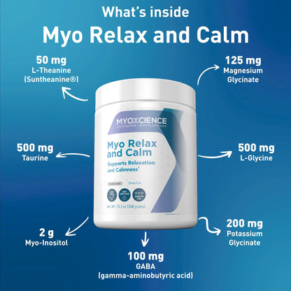 MYOXCIENCE Myo Relax & Calm | Myo-Inositol, L-Theanine, Taurine, Magnesium & GABA | Supports Sleep, Neurotransmitter & Hormone Support (Unflavored) (60 Servings) MYOXCIENCE buy supplements Au