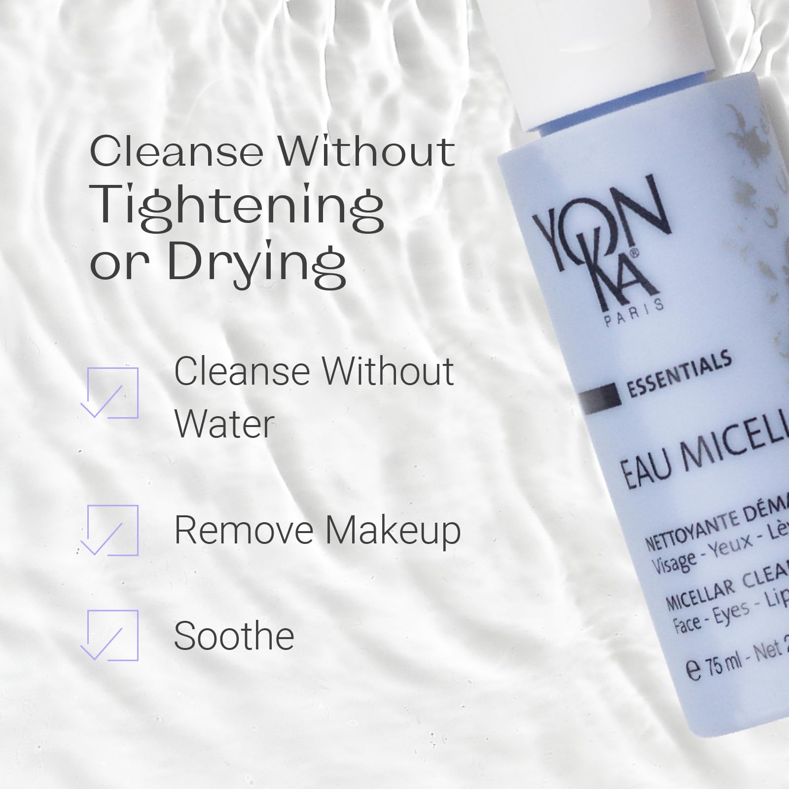 Yonka Eau Micellaire Travel Size | Micellar Water and Cleansing Makeup Remover | Gentle Face Wash with Rose and Chamomile to Remove Impurities and Hydrate | Paraben-Free | 2.53 fl oz YonkaBuy Supplements Australia