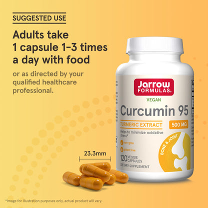 Jarrow Formulas Curcumin 95 Supplement - Turmeric Extract Supplement, 500 mg for Antioxidant & Joint Support, 120 Capsules