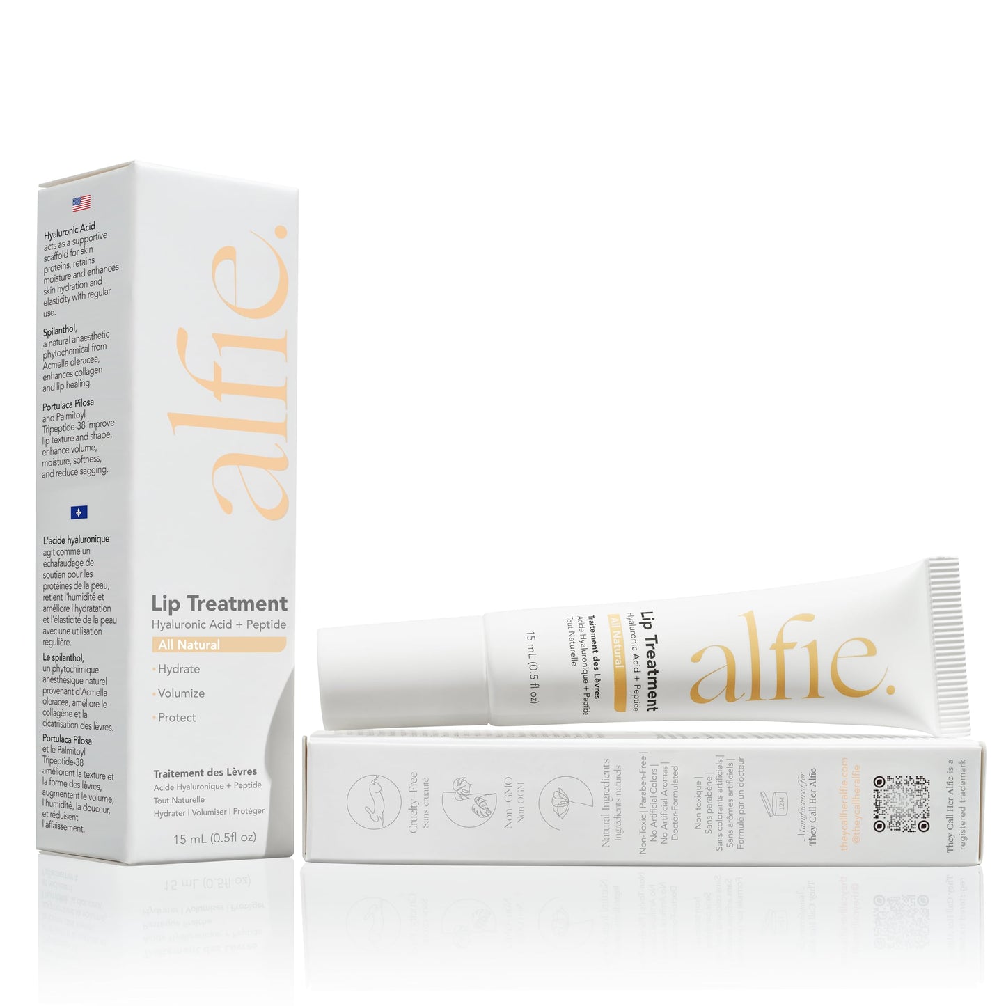 Alfie Hyaluronic Acid Lip Booster -Natural Flavor -15ml/0.5 Fl. Oz -Peptide Lip Treatment