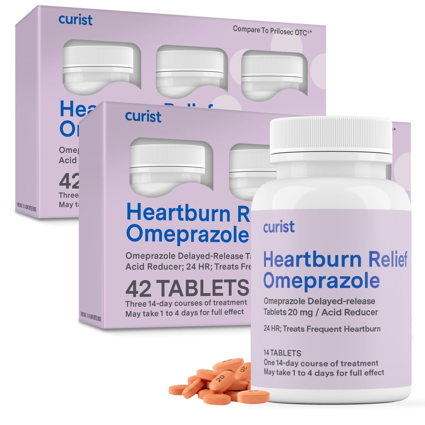 Curist Omeprazole 20mg Tablets Bulk Pack - 84Count Delayed-Release Tablets - Acid Reflux Medicine for Heartburn Relief (2 Pack of 42 Tablets - 84 Total) Curist buy supplements Au