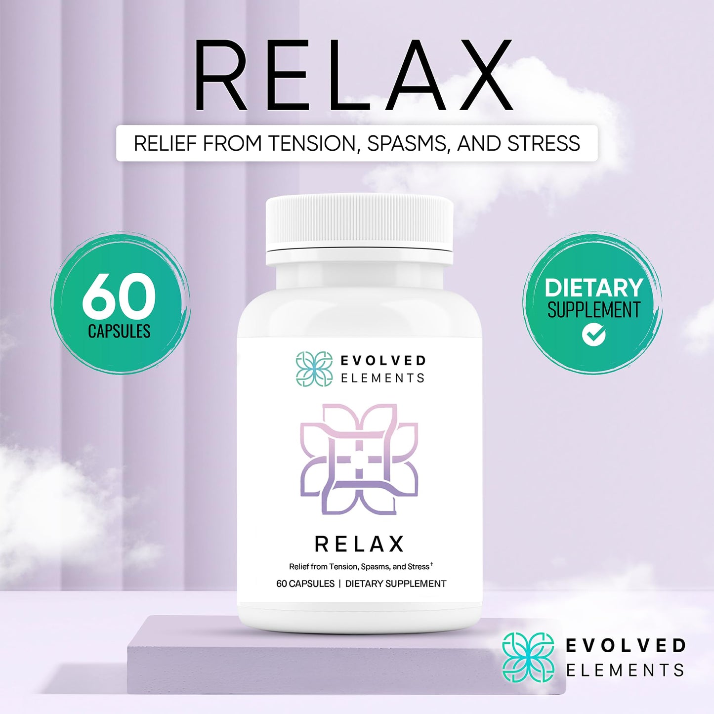Evolved Elements All-Natural Muscle Relaxer | 60 Capsules | Spasm Relief with Magnesium, Passion Flower, and Valerian Root | Relieves Muscle Spasms, Tension, and Promotes Calmness Evolved ElementsBuy Supplements Australia