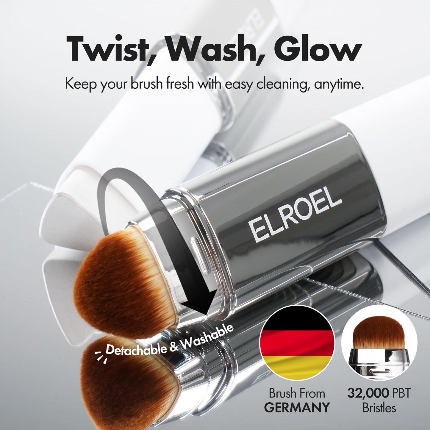 ELROEL Blanc Cover Cream Stick V White - Korean Color-Changing Foundation Stick with Volufiline - Medium to Full Coverage Dewy Finish Base Makeup - Dual-Ended with Detachable Brush (202 Natural) ELROELBuy Supplements Australia