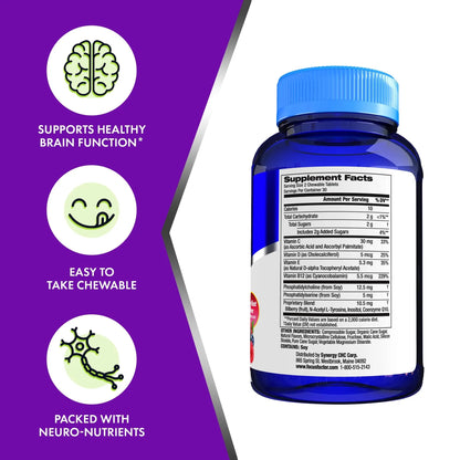 Focus Factor Kids Complete Daily Chewable Vitamins: Multivitamin & Neuro Nutrient (Brain Function) w/Vitamin B12, C, D3-60 Count Focus Factor