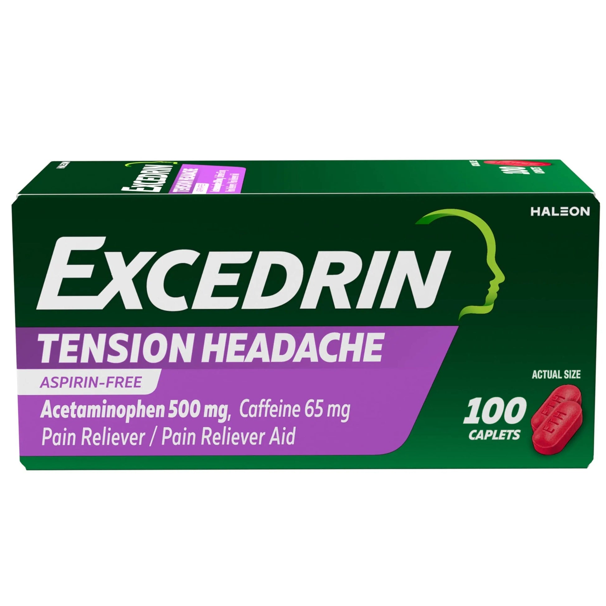 Excedrin Tension Headache Relief Caplets, Acetaminophen 500mg, Caffeine 65mg, Pain Reliever, Aspirin-Free, 100 Count ExcedrinBuy Supplements Australia