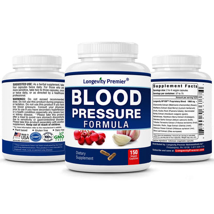 [3-Bottle X 150 Caps] Longevity Blood Pressure Formula -Scientifically formulated with Hawthorn & 12+ Quality Natural Herbs LONGEVITY PREMIER NUTRACEUTICALS INC buy supplements Au