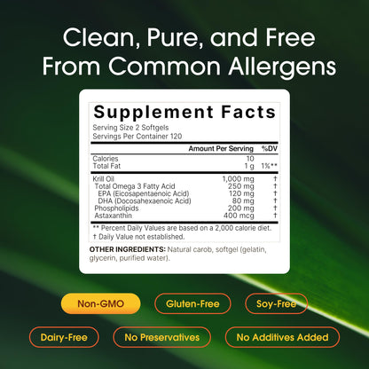 NatureBell Antarctic Krill Oil 1,000mg - 240 Softgels - Omega-3 Heart, Joint & Immune Health Support*