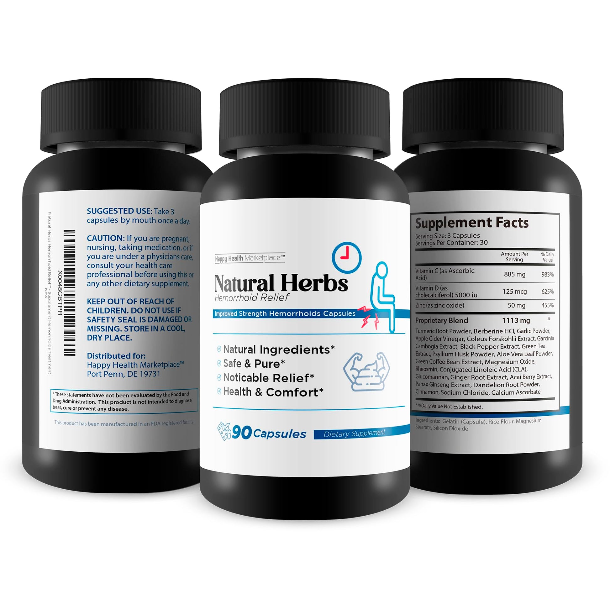 Natural Herbs Hemorrhoids Capsules - Our Best Hemorrhoid Relief Supplement - Premium Natural Herbs Strength Hemorrhoids Capsules - Hemorrhoids Natural Herbs Hemorrhoid Treatment Hemorrhoids Treatment Happy Health MarketplaceBuy Supplements Australia