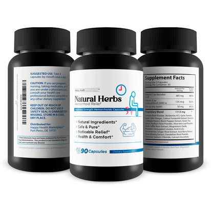 Natural Herbs Hemorrhoids Capsules - Our Best Hemorrhoid Relief Supplement - Premium Natural Herbs Strength Hemorrhoids Capsules - Hemorrhoids Natural Herbs Hemorrhoid Treatment Hemorrhoids Treatment Happy Health MarketplaceBuy Supplements Australia