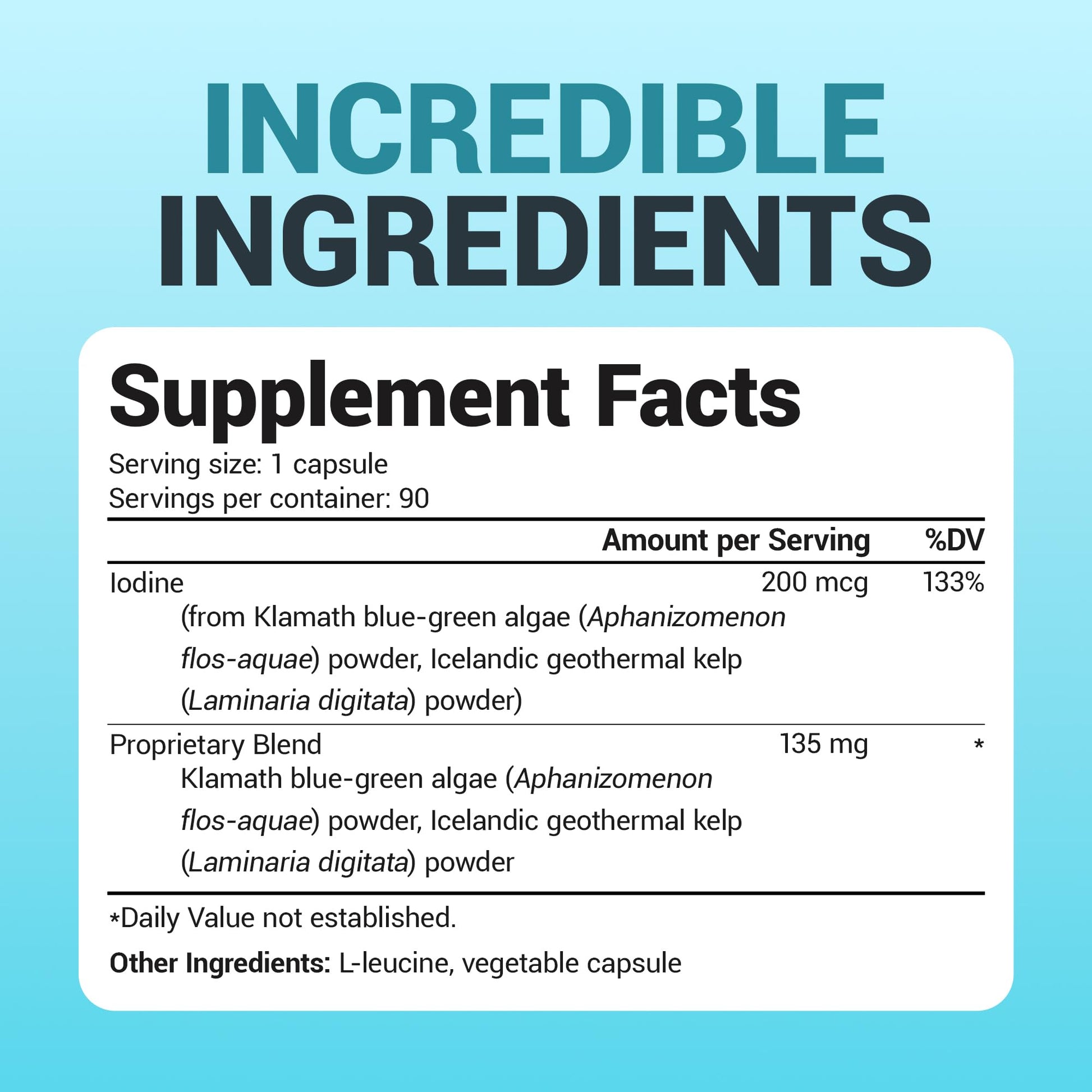 Dr. Berg Sea Kelp Enhanced Iodine - 200 mcg of Premium Iodine - Seaweed Blend Includes Klamath Blue-Green Algae & Sea Kelp - 90 Capsules Dr. Berg NutritionalsBuy Supplements Australia
