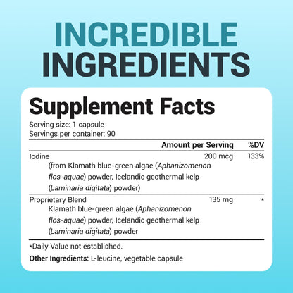 Dr. Berg Sea Kelp Enhanced Iodine - 200 mcg of Premium Iodine - Seaweed Blend Includes Klamath Blue-Green Algae & Sea Kelp - 90 Capsules Dr. Berg NutritionalsBuy Supplements Australia