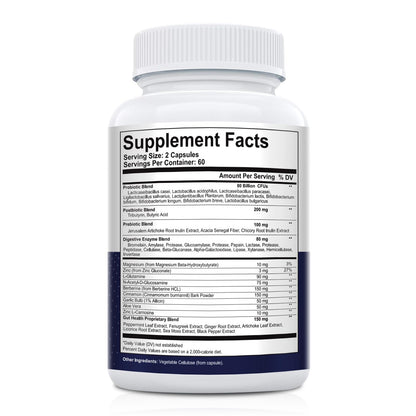 Migcopat Probiotic Prebiotic, Postbiotic & Digestive Enzymes for Digestive Health, 80 Billion CFU Probiotics Complete Gut Support with Berberine, Cinnamon, L-Glutamine