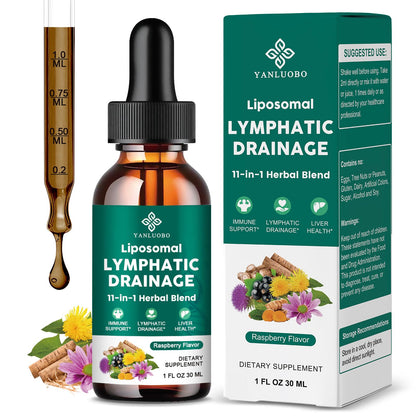 Lymphatic Drainage Drops - 11 in 1 Lymphatic Supplement for Immune, Lymph System & Liver Detox - with Echinacea, Horse Chestnut, Dandelion, Elderberry & Burdock - Raspberry Flavor, Vegan, 2 Fl Oz YANLUOBO buy supplements Au