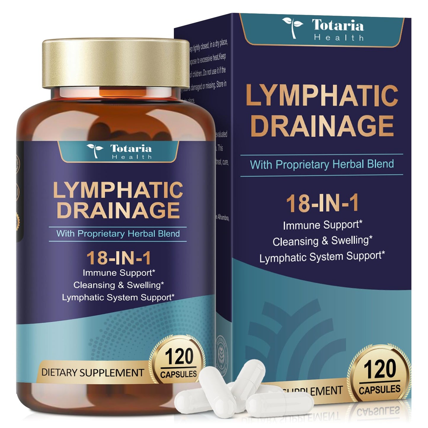 Totaria Lymphatic Drainage - Reduce Lymph Swelling with Echinacea, Dandelion, Burdock, Bromelain, Vitamin C, Zinc, Selenium, Proprietary Herbal Blend, Lymph MD System Support, 120 Counts Totaria buy supplements Au