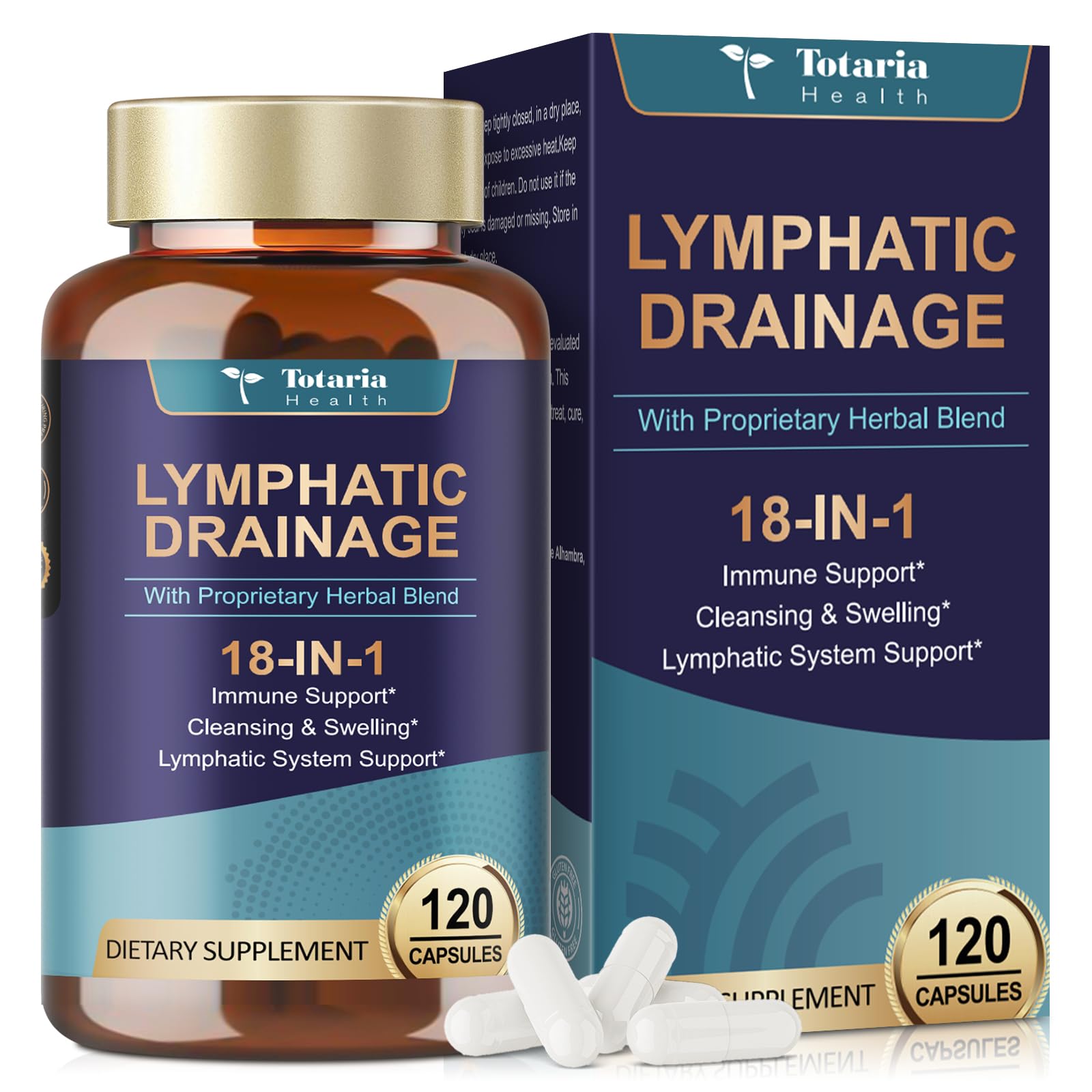 Totaria Lymphatic Drainage - Reduce Lymph Swelling with Echinacea, Dandelion, Burdock, Bromelain, Vitamin C, Zinc, Selenium, Proprietary Herbal Blend, Lymph MD System Support, 120 Counts Totaria buy supplements Au