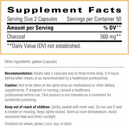 Integrative Therapeutics Activated Charcoal - Digestive & Gut Health Supplement - Effective Gastrointestinal Support - Gluten-Free & Dairy-Free