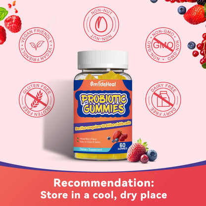 SmildeHeal Probiotic Gummies for Digestive Health - 10 Billion CFU Bacillus Coagulans - Vegan & Non-GMO - Immune & Digestive Support for Men & Women