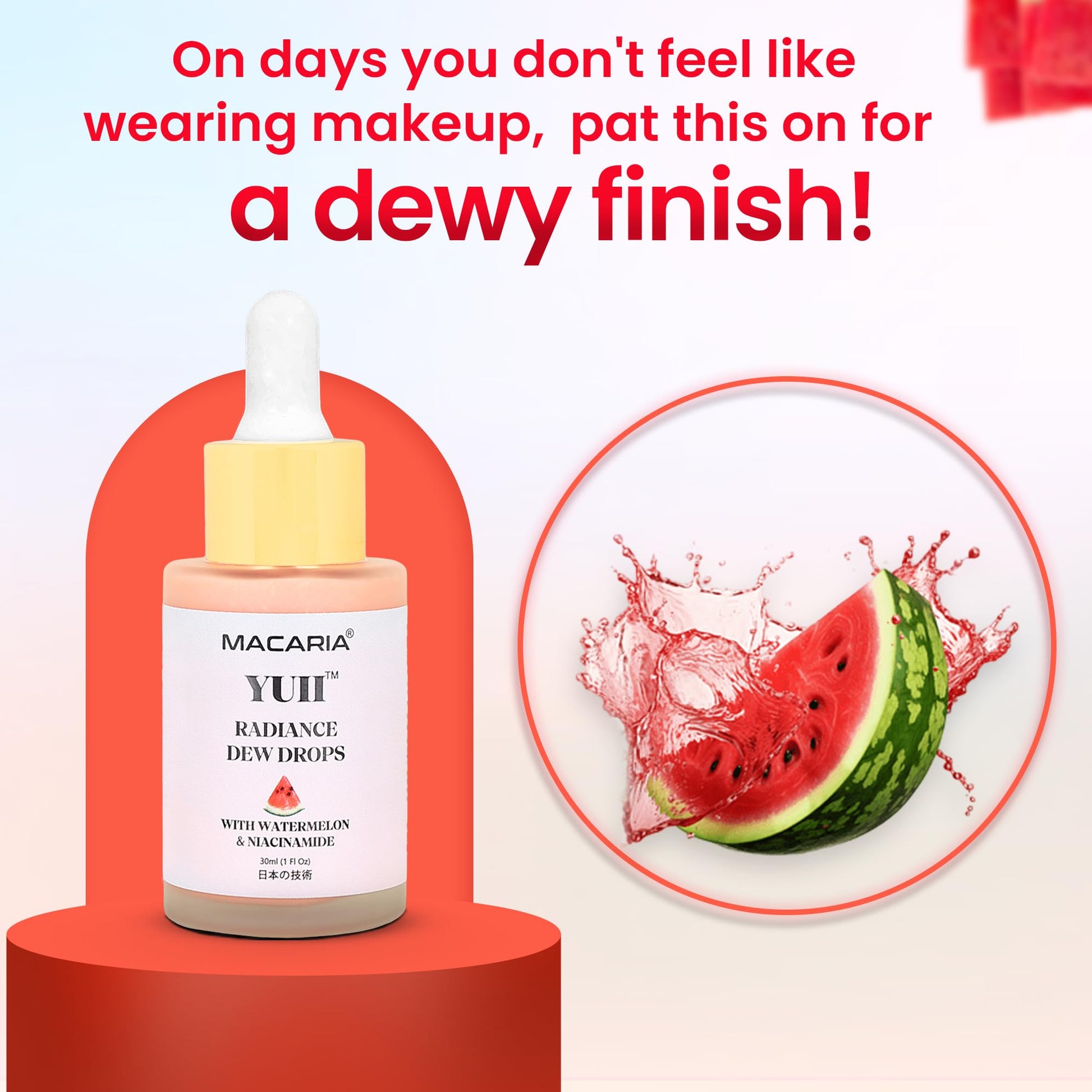 Yuii Niacinamide Serum Dew Drops - Face Moisturizer with Watermelon Fruit Extract - Glow Drops for Skincare and Makeup - Hydrating Formula for Radiant Skin - Pink Finish for Women & Girls MACARIABuy Supplements Australia