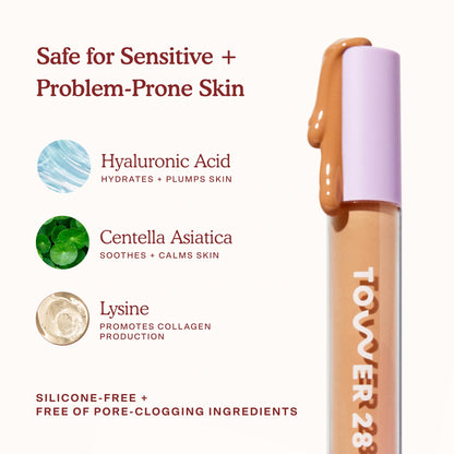 Tower 28 Swipe Serum Concealer - Hydrating Medium-Full Coverage Concealer + Under Eye Brightener - Skin Care Infused Makeup with Hyaluronic Acid + Soothing Centella - 1.0 Fair/Neutral (0.22 oz) Tower 28Buy Supplements Australia