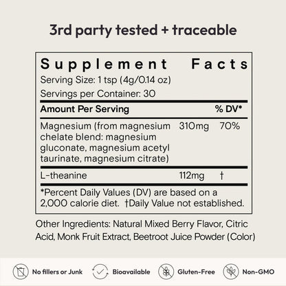 Moon Juice Magnesi-Om Magnesium Powder Supplement - Chelated Magnesium Complex + L-Theanine Blend for Rest, Relaxation & Regularity