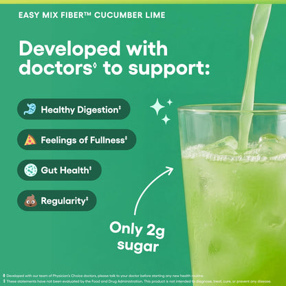 Physician's CHOICE Easy Mix Fiber for Digestive Health & Regularity - No Grit - Daily Prebiotic Soluble Fiber Powder Supplement