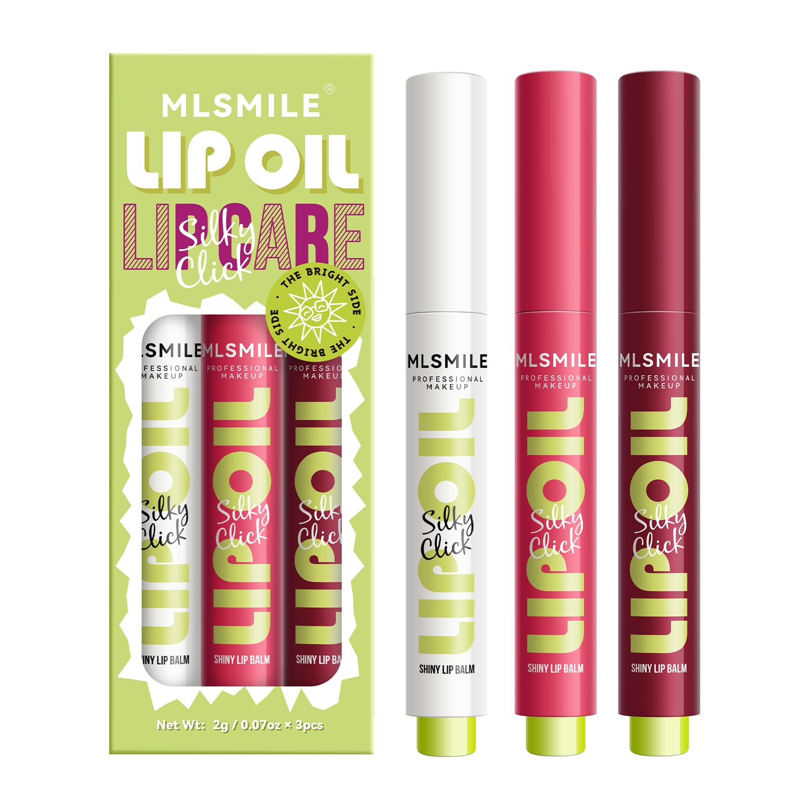 MLSMILE 3 Colors Fat Lip Oil Click Slick,Press Lipstick Set,Moisturizing Lip Balm,High Pigment Glow Lip Oil,Long-lasting,Pigmented Vegan,Lightweight and Glossy Lip Plumper with Coconut Oil-Set A MLSMILEBuy Supplements Australia