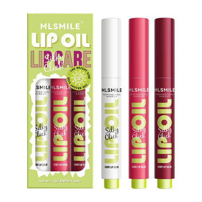 MLSMILE 3 Colors Fat Lip Oil Click Slick,Press Lipstick Set,Moisturizing Lip Balm,High Pigment Glow Lip Oil,Long-lasting,Pigmented Vegan,Lightweight and Glossy Lip Plumper with Coconut Oil-Set A MLSMILEBuy Supplements Australia