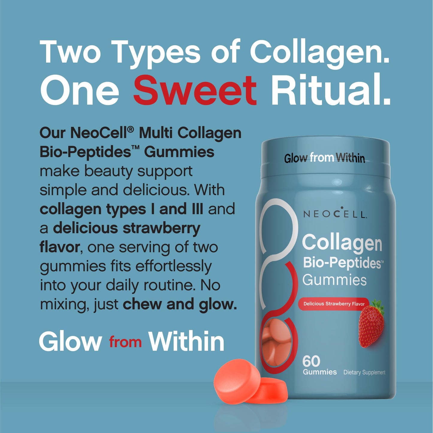 NeoCell Collagen Peptides Gummies | 60 Count | Types I & III | Advanced Formula Supplement | for Women and Men NeoCell buy supplements Au