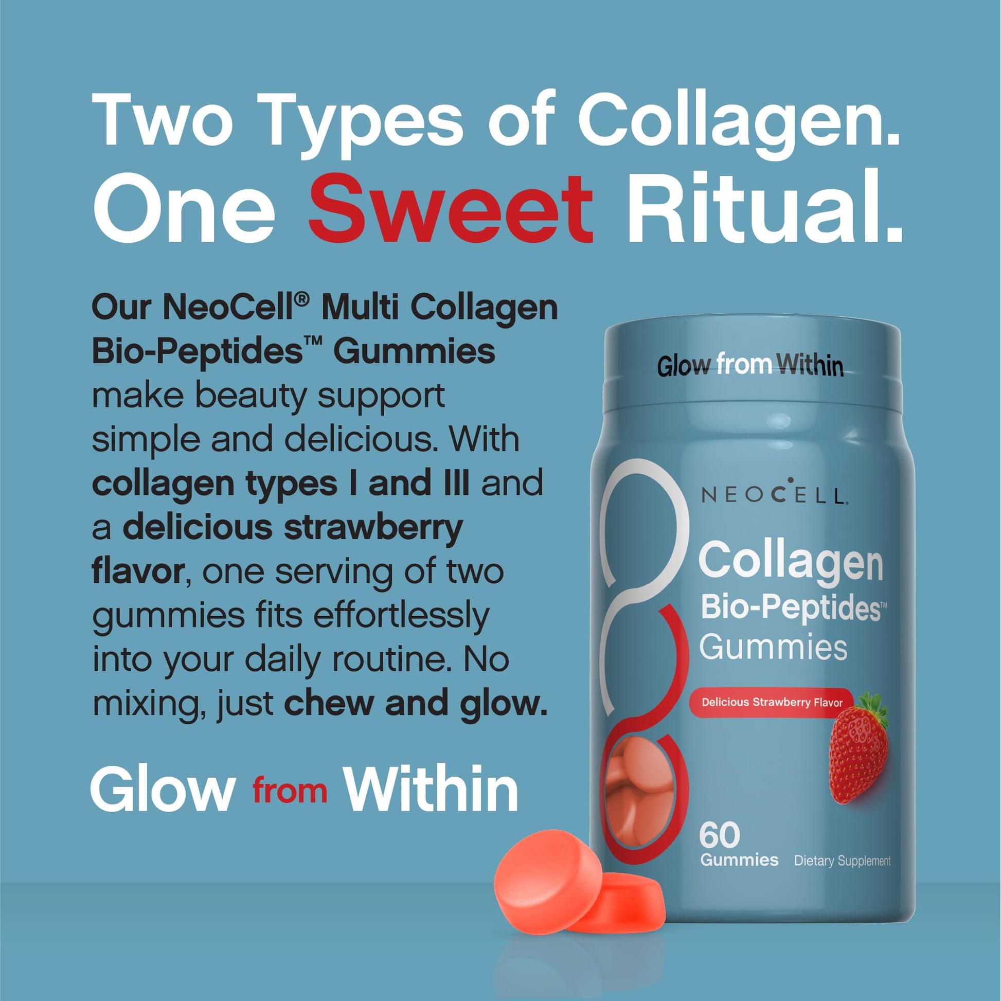 NeoCell Collagen Peptides Gummies | 60 Count | Types I & III | Advanced Formula Supplement | for Women and Men NeoCell buy supplements Au