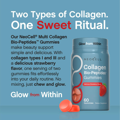 NeoCell Collagen Peptides Gummies | 60 Count | Types I & III | Advanced Formula Supplement | for Women and Men NeoCell buy supplements Au