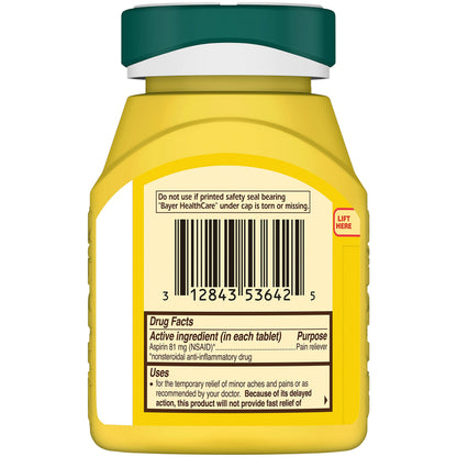 Bayer Aspirin Low Dose 81 mg, Enteric Coated Tablets, Doctor Recommended, Secondary Prevention of Cardiovascular Disease, 300 Safety Coated Tablets (Packaging may vary) Bayer buy supplements Au