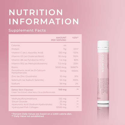 Swedish Collagen Deluxe, 12,500 mg Hydrolyzed Marine Collagen Liquid Supplement - 20 x 25 ml Daily Shots | Hyaluronic Acid, Biotin & Vitamin C for Healthy Hair, Skin, Nails & Joints | Sugar-Free Swedish Collagen buy supplements Au