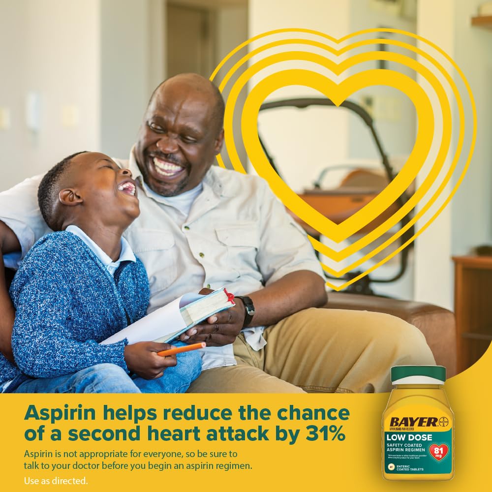 Bayer Aspirin Low Dose 81 mg, Enteric Coated Tablets, Doctor Recommended, Secondary Prevention of Cardiovascular Disease, 300 Safety Coated Tablets (Packaging may vary) Bayer buy supplements Au