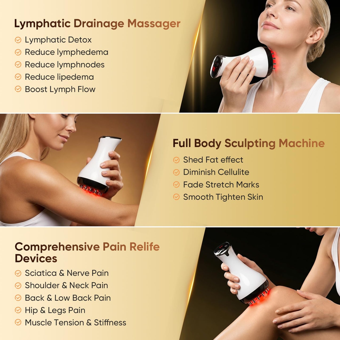 Lymphatic Drainage Massager, Anti Cellulite Massage Tool & Body Sculpting Machine with 30-Level Microcurrent, Light, Heat & Vibration for Legs, Arms & Belly, Helps Reduce Stretch Marks & Cellulite AFLUODN buy supplements Au